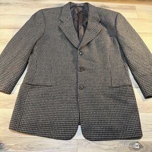 Giorgio Armani Mens 44R Blazer Wool Made in Italy Houndstooth Sport Coat Vintage